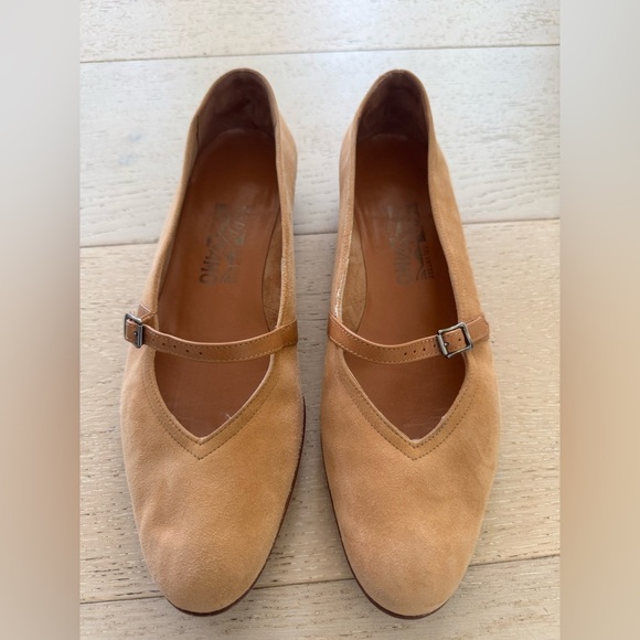 Salvatore Ferragamo Audrey Ballet Flats Women's Suede light brown 8.5 - Picture 3 of 10